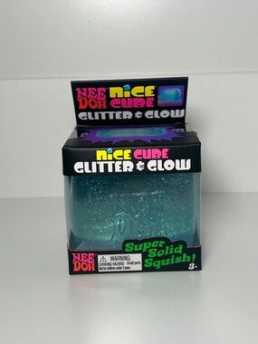 NeeDoh Nice Cube Glitter & Glow Squishy Toy - Blue Glitter